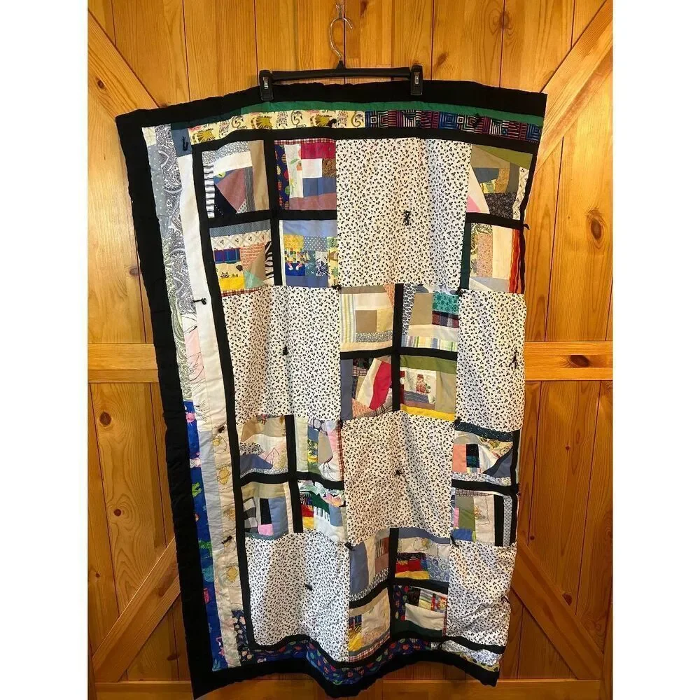 Handmade Quilt Black Backing Maine Coon Cats Winnie The Pooh 77.5x61 READ (5363)